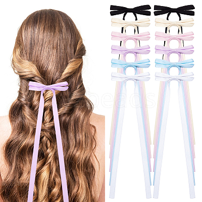 Big Bowknot Polyester Alligator Hair Clips AJEW-CP0008-39D-1