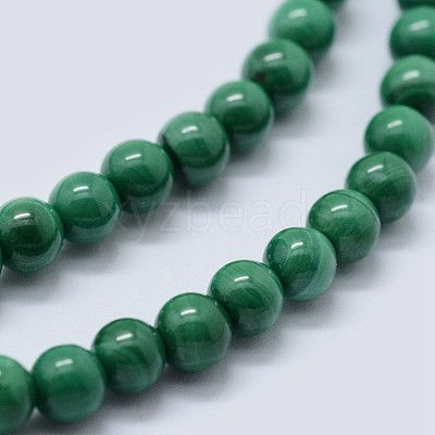 Natural Malachite Beads Strands G-F571-27AB1-10mm-01-1