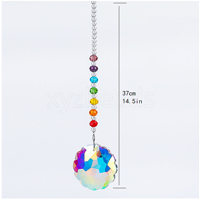 Chakra Theme K9 Crystal Glass Big Pendant Decorations HJEW-PW0001-019B-1
