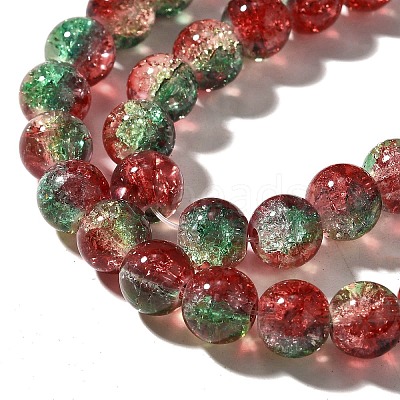 Christmas Theme Crackle Glass Beads Strands X1-CCG-C002-8mm-12-1