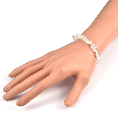Chips Natural Quartz Crystal Beaded Stretch Bracelets X-BJEW-JB01826-05-1