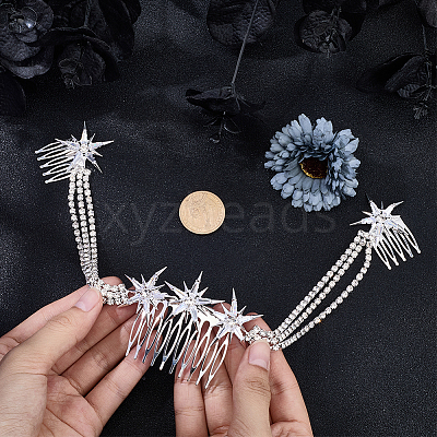 Alloy Rhinestone Hair Combs MRMJ-WH2007-031P-1