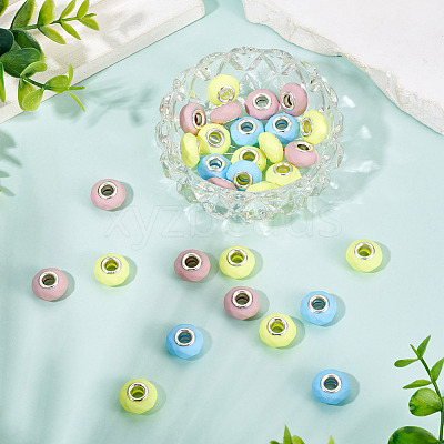 30Pcs Spray Painted Faceted Resin European Beads RESI-TADJ0001-05B-1