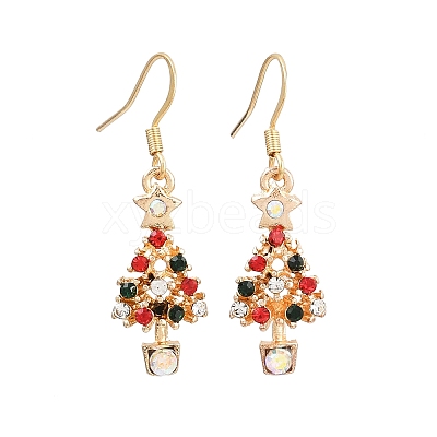 Christmas Theme Alloy Rhinestone Dangle Earrings EJEW-JE06627-01-1
