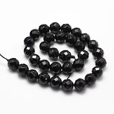 Natural Dyed & Heated Black Onyx Beads Strands X-G-D840-23-8mm-1
