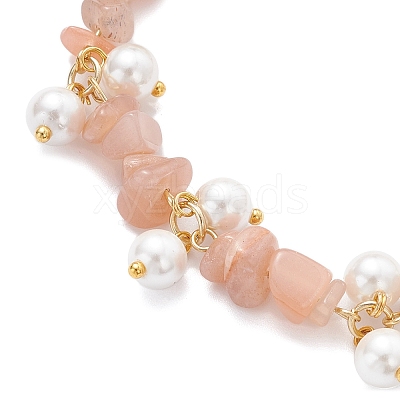Natural Sunstone Chip Beaded Bracelets for Women BJEW-JB12301-02-1