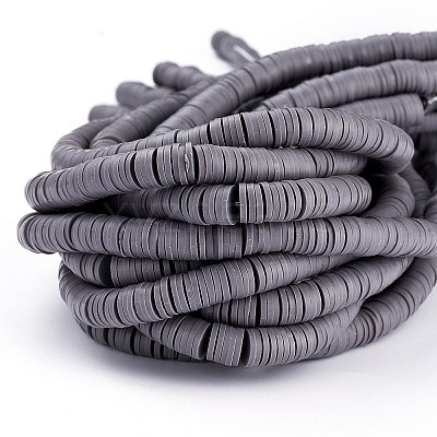 Flat Round Handmade Polymer Clay Beads CLAY-R067-8.0mm-41-1