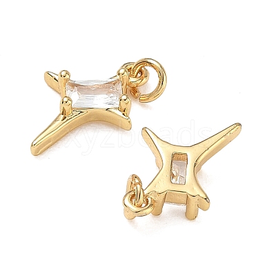 Brass Micro Pave Clear Cubic Zirconia Charms CU-CBAF0F8-16F-G-1
