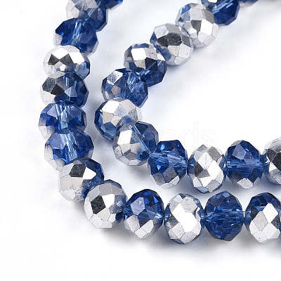 Electroplate Transparent Glass Beads Strands EGLA-A034-T8mm-M03-1