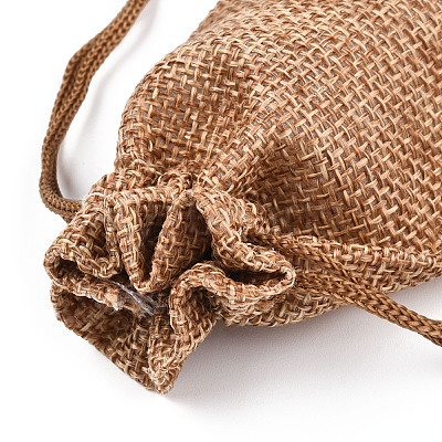 Polyester Imitation Burlap Packing Pouches Drawstring Bags ABAG-R005-9x7-22-1