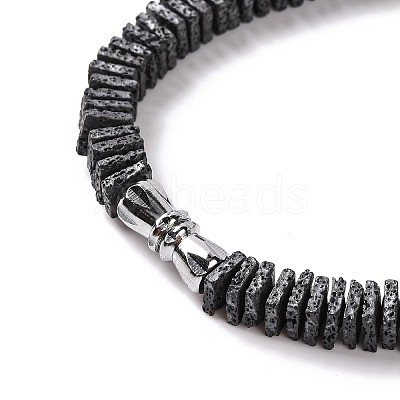 Square & Round Natural Lava Rock Beaded Necklaces NJEW-Q341-12-1