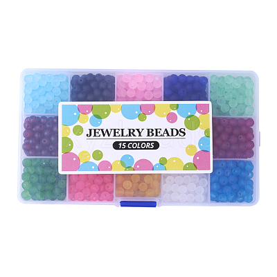1Box 15 Color Transparent Glass Beads GLAA-X0011-02-4mm-1