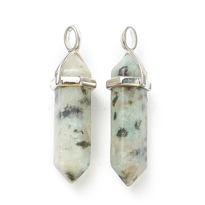 Natural Sesame Jasper Pointed Pendants G-M378-01P-A11-1
