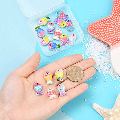 16Pcs 8 Colors Painted Glass Beads LAMP-PA0001-38-1