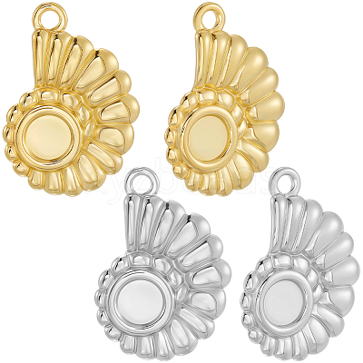 12Pcs 2 Colors 304 Stainless Steel Pendant Cabochon Settings STAS-BBC0007-39-1