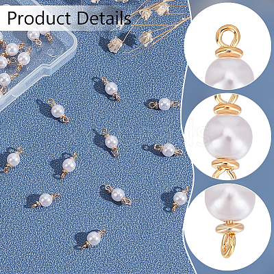 30Pcs ABS Plastic Imitation Pearl Round Connector Charms KK-WR0001-32-1