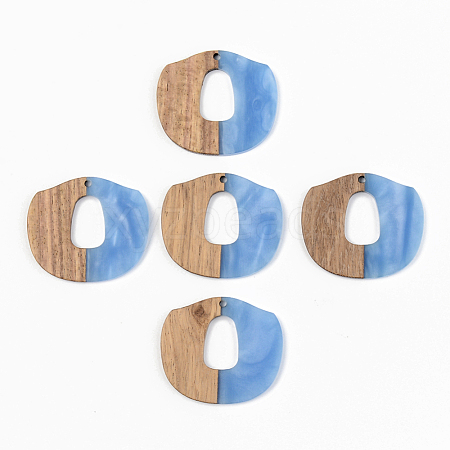 Opaque Resin & Walnut Wood Pendants RESI-S389-045A-C01-1