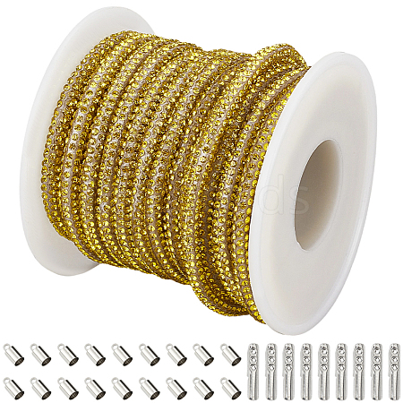 7.1 Yards Glass Rhinestone Synthetic Rubber Round Cord DIY-GF0013-74A-1