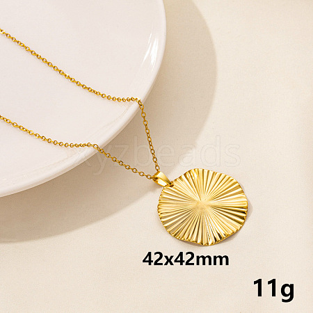 Vintage Stainless Steel Geometric Flat Round Pendant Necklace for Women AO1780-6-1