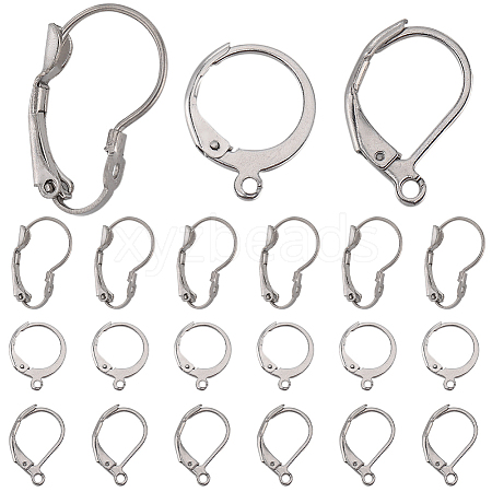 SUNNYCLUE 60Pcs 3 Styles 304 Stainless Steel Leverback Earring Findings STAS-SC0008-14-1