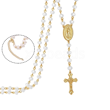 Glass Rosary Bead Necklace WG16378-02-1
