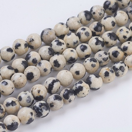 Natural Dalmation Jasper Beads Strands G-G515-4mm-06-1