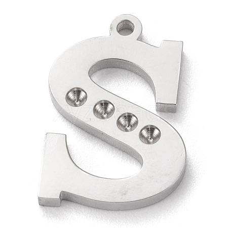 Tarnish Resistant 304 Stainless Steel Letter Pendant Rhinestone Settings STAS-J028-01S-1