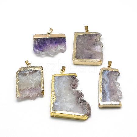 Natural Druzy Amethyst Pendants G-R435-37-1