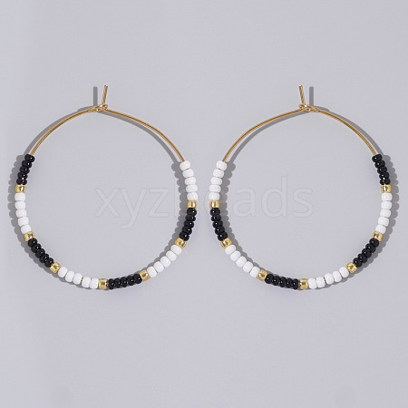 Glass Colorful Beads Hoop Earrings for Women SX7137-3-1