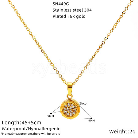 304 Stainless Steel Crystal Rhinestone Pendant Necklaces for Women WG594E0-05-1