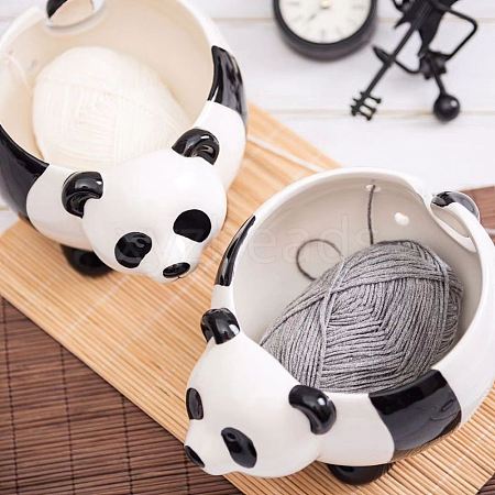 Lovely Panda Shape Handmade Porcelain Yarn Bowl Holder SENE-PW0022-05-1