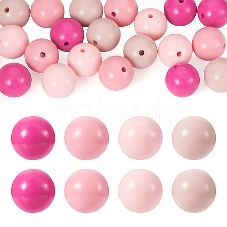 20Pcs 4 Colors Opaque Acrylic Beads MACR-TA0002-51B-1