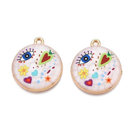 Printed Rack Plating Alloy Enamel Pendants ENAM-T020-02C-1