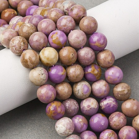 Natural Lepidolite/Purple Mica Stone Beads Strands G-K401-A01-8mm-1