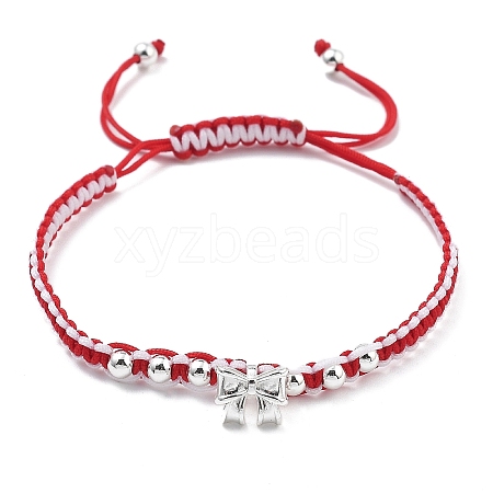 Two Tone Nylon Thread Braided Bead Bracelets BJEW-JB11214-01-1