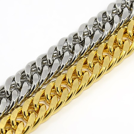 Fashionable 304 Stainless Steel Cuban Link Chain Bracelets STAS-A028-B065-1