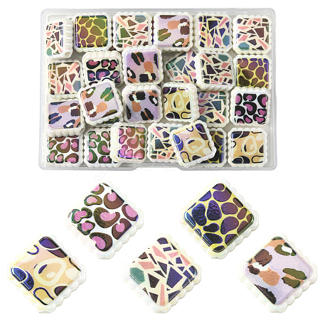 30Pcs Rainbow Iridescent Printed Opaque Acrylic Beads OACR-FS0002-58C-01-1
