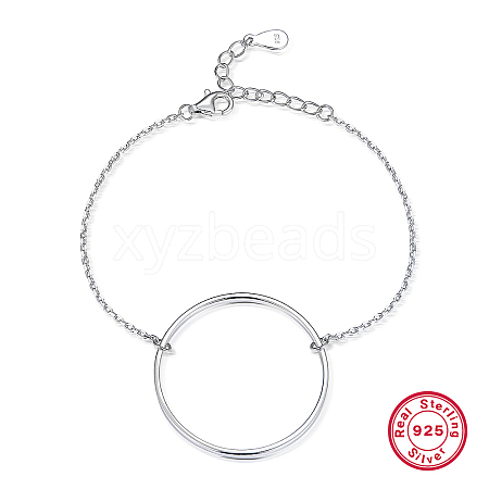 Anti-Tarnish S925 Sterling Silver Circle Ring Link Bracelet Fashion Trend for Unisex OM4570-2-1