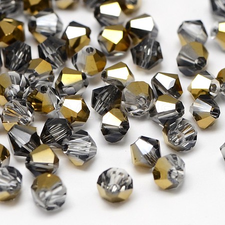 Electroplate Crystal Glass Bicone Beads GGLA-F026-C02-1