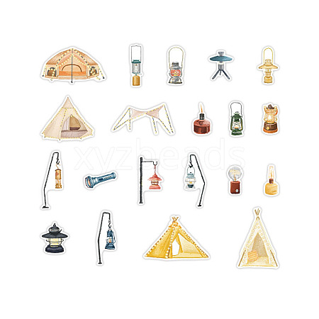 40Pcs 20 Styles Camping Theme Paper Self-Adhesive Decorative Stickers STIC-PW0006-044B-1
