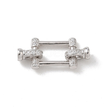 925 Sterling Silver Micro Pave Clear Cubic Zirconia Fold Over Clasps SE-CBAF1B0-04P-1