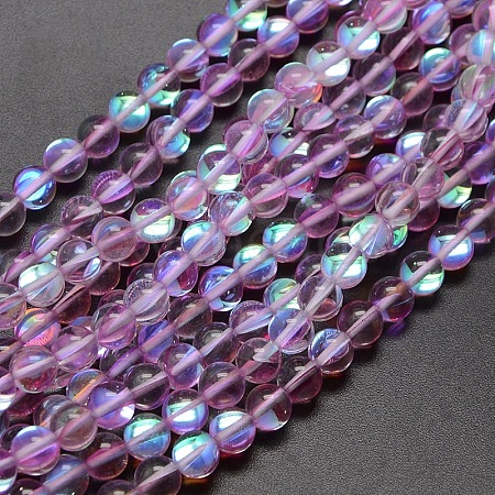 Synthetic Moonstone Beads Strands G-F143-8mm-02-1