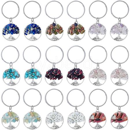 SUPERFINDINGS 2 Sets Natural & Synthetic Mixed Stone Keychain KEYC-FH0001-15-1