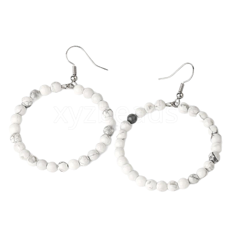 Fashionable Natural Howlite Hoop Earrings for Women KJ9273-9-1