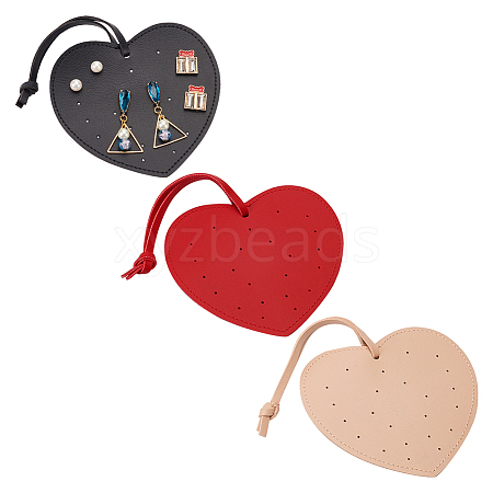 FINGERINSPIRE 3Pcs 3 Colors Imitation Leather Earring Display Cards EDIS-FG0001-66-1