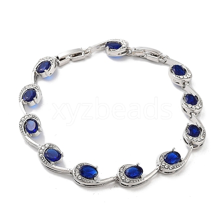 Platinum Alloy Teardrop Link Chain Bracelets LS-BJEW-A005-01A-1