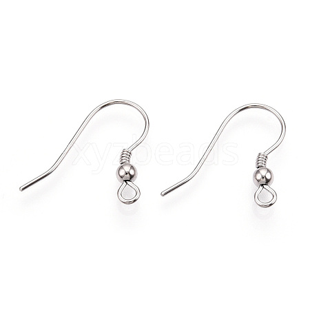 Anti-Tarnish Rhodium Plated 925 Sterling Silver French Hooks with Coil and Ball STER-T007-121P-1