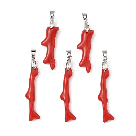 Opaque Acrylic Imitation Coral Big Pendants PALLOY-JF05984-1