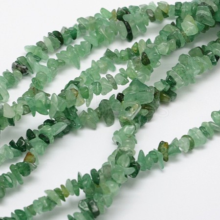 Chips Natural Green Aventurine Beads Strands X-G-N0164-31-1