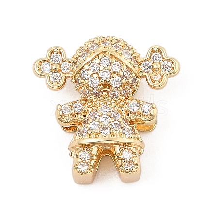 Brass Micro Pave Cubic Zirconia Slide Charms ZIRC-I068-27G-1